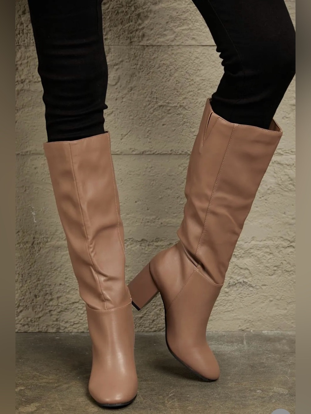Block Heel Knee High Boots